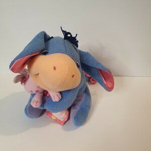 Eeyore Rattle 9' Plush Soft Stuffed Animal Disney‎ Pooh Baby Blanket Piglet Blue